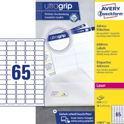 Etikett AVERY QuickPEEL 38,1x21,2mm 6500/FP