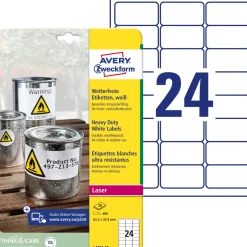 Etikett AVERY Slitstark 63.5x33.9mm, 480/FP