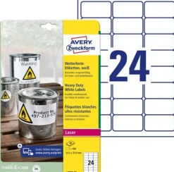 Etikett AVERY Slitstark 63.5x33.9mm, 480/FP