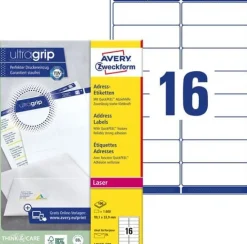 Etikett AVERY Ultra Grip 99,1x33,9mm 1600/FP
