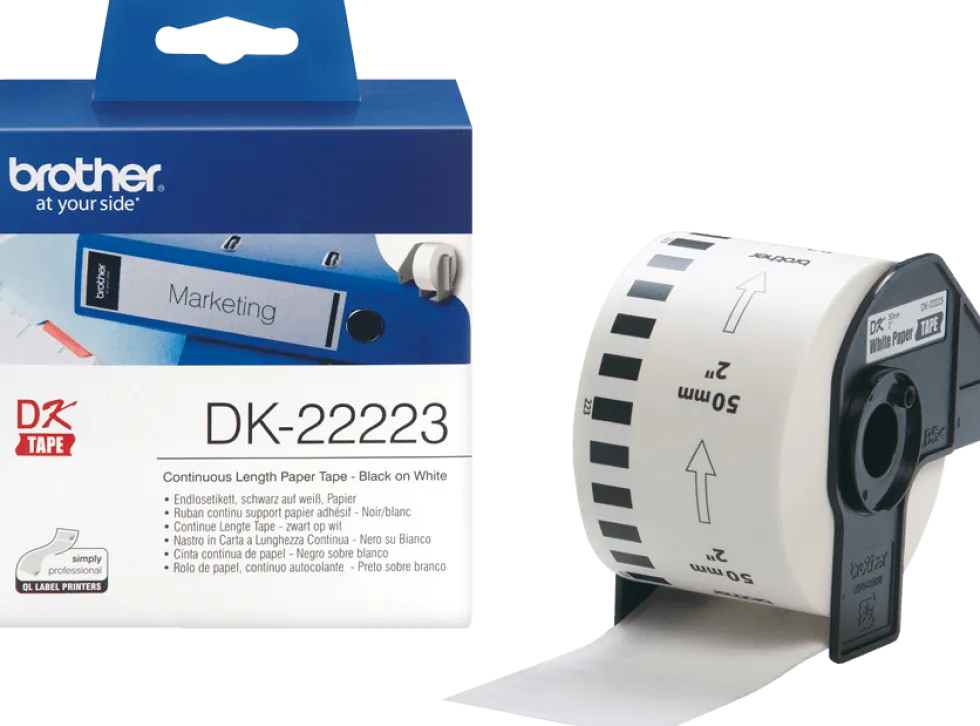 Etikett BROTHER DK22223 50mmx30,48m vit