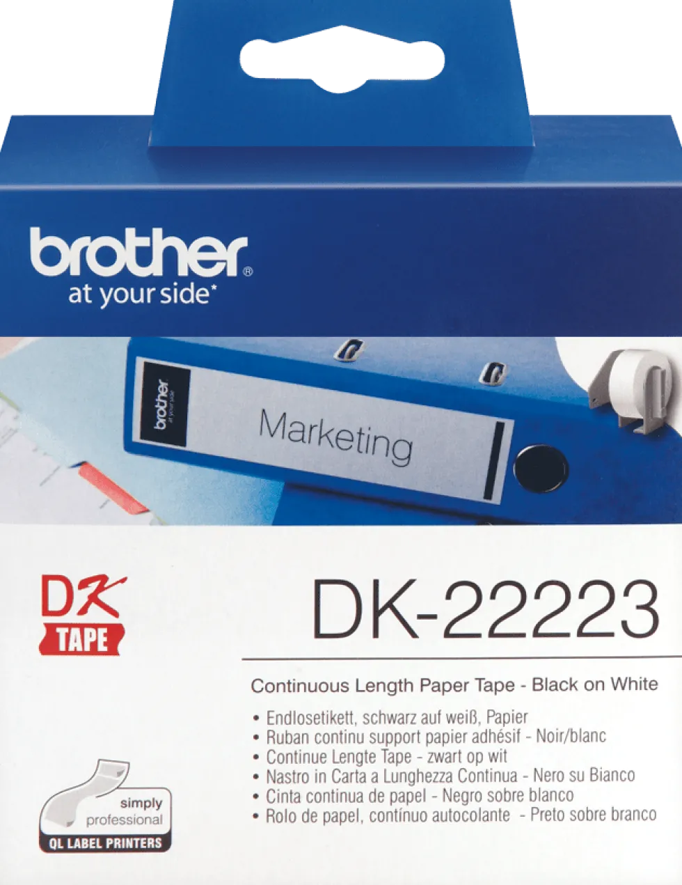 Etikett BROTHER DK22223 50mmx30,48m vit