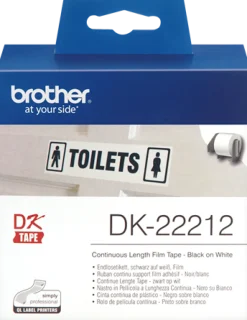 Etikett BROTHER DK-22212 Vit löpande film, 62mm x 15,24m