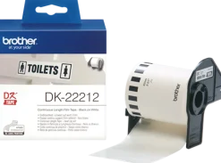 Etikett BROTHER DK-22212 Vit löpande film, 62mm x 15,24m