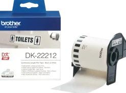 Etikett BROTHER DK-22212 Vit löpande film, 62mm x 15,24m
