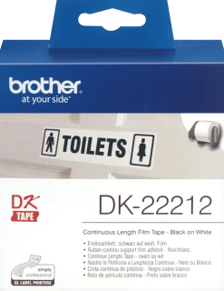 Etikett BROTHER DK-22212 Vit löpande film, 62mm x 15,24m