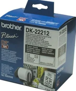 Etikett BROTHER DK-22212 Vit löpande film, 62mm x 15,24m