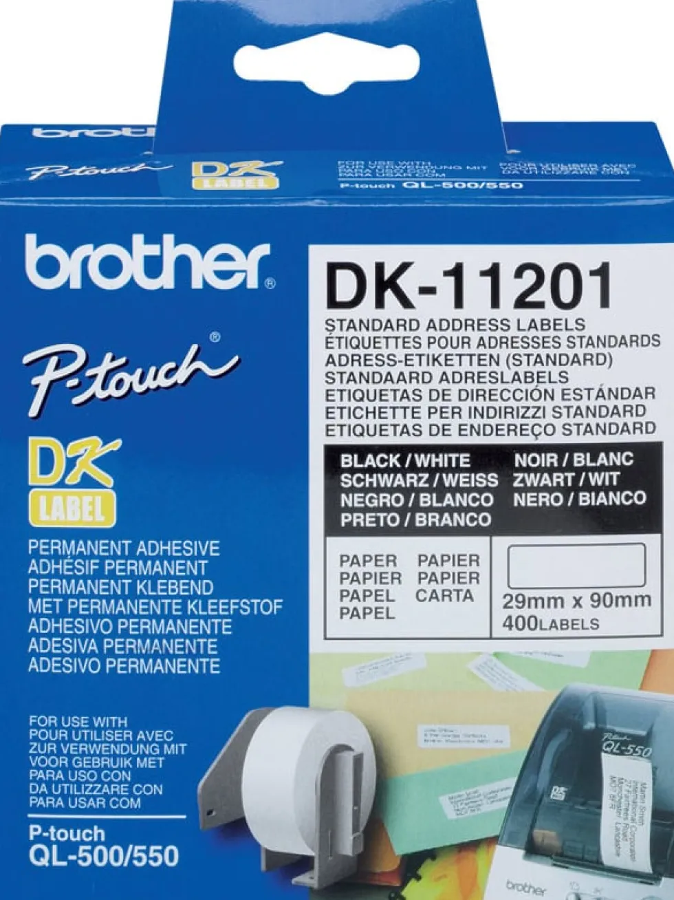Etiketter BROTHER Adress Universal DK-11201, 90x29mm, 400/rl
