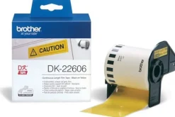 Etiketter BROTHER DK-22606 Gul löpande plastfilm, 62mm x 15,24m