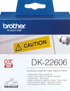 Etiketter BROTHER DK-22606 Gul löpande plastfilm, 62mm x 15,24m