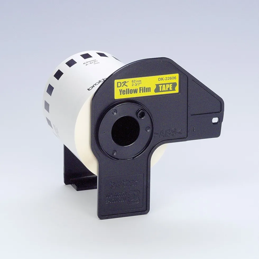 Etiketter BROTHER DK-22606 Gul löpande plastfilm, 62mm x 15,24m
