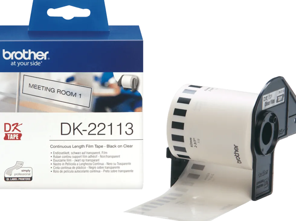 Etiketter BROTHER DK-22113 Transparent löpande film, 62mm x 15,24m