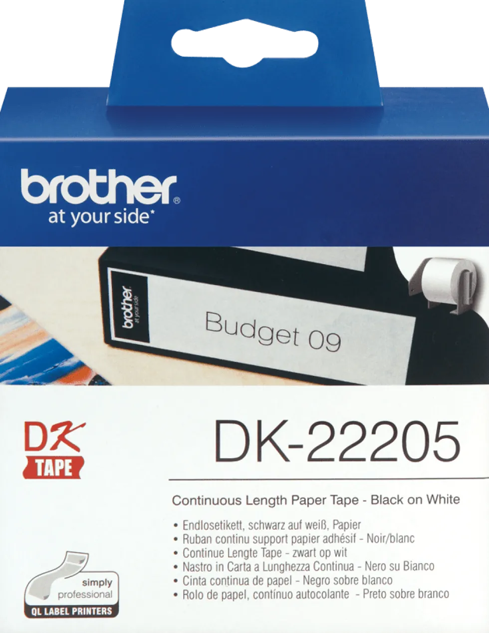 Etiketter BROTHER Löpande bred tejp DK-22205, 62mm x 30m