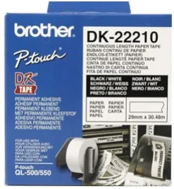 Etiketter BROTHER Löpande tejp DK-22210, 29mm x 30,48m