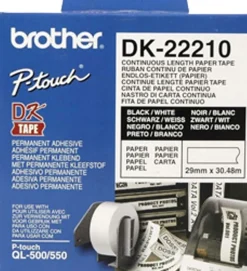 Etiketter BROTHER Löpande tejp DK-22210, 29mm x 30,48m