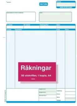 Faktura A4, med kopia, 2x50 blad, 5st