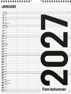 Familjekalender 2027 Black and white