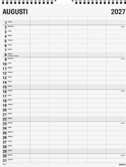Familjekalender 2027 Black and white