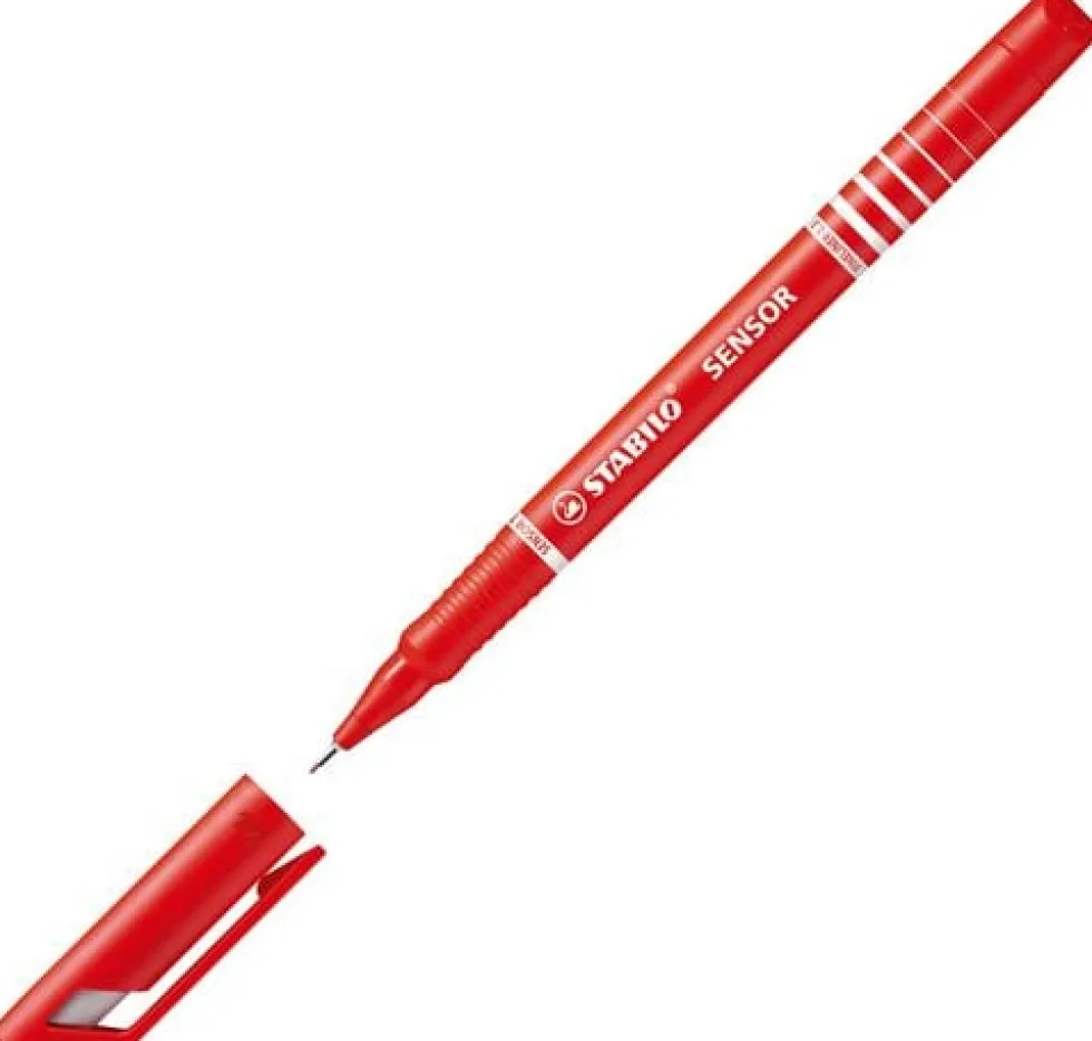 Fiberpenna STABILO Sensor Röd, 0,3mm, 10st