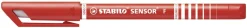 Fiberpenna STABILO Sensor Röd, 0,3mm, 10st