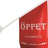 Flagga ''Öppet'' röd med vit text