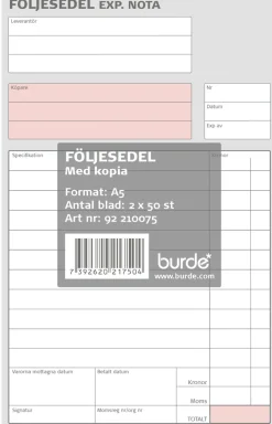 Följesedel A5 2x50