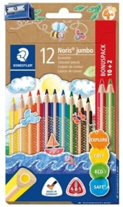 Färgblyertspenna Noris Jumbo 3-kantig ass (10+2)