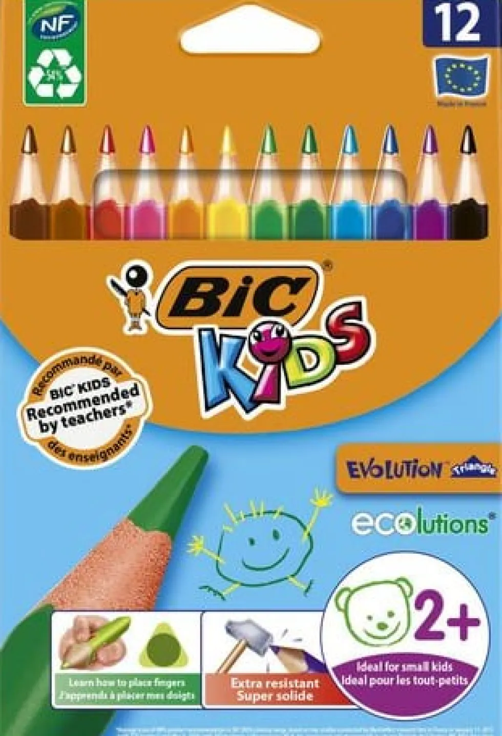 Färgpenna BIC Kids Evolution Triangel, 12 färger