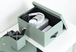 Förvaringsbox m.lock kartong Mint