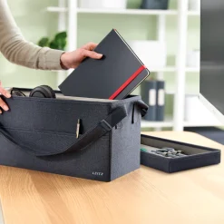 Förvaringsväska LEITZ tyg lock mörkgrå