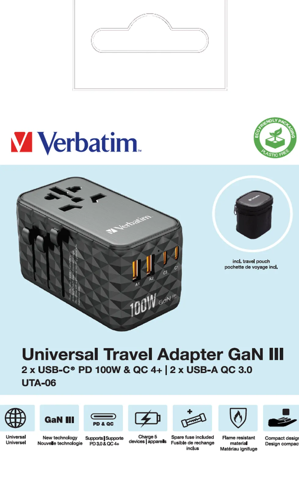 GaN III Universal Travel Adapter UTA-06 PD100W QC 4+