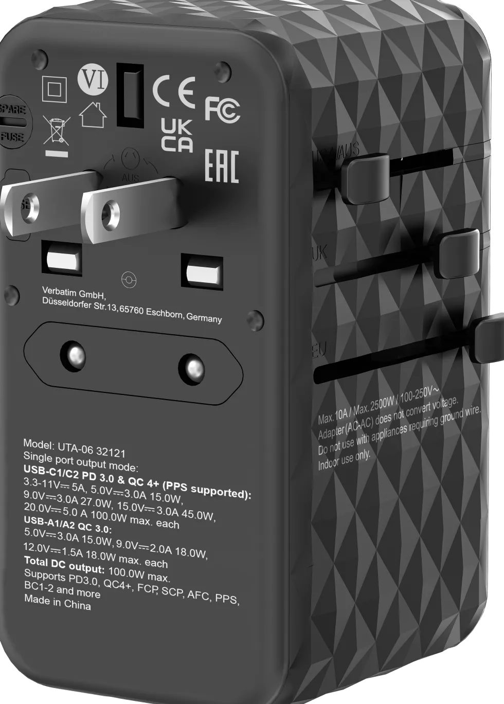 GaN III Universal Travel Adapter UTA-06 PD100W QC 4+