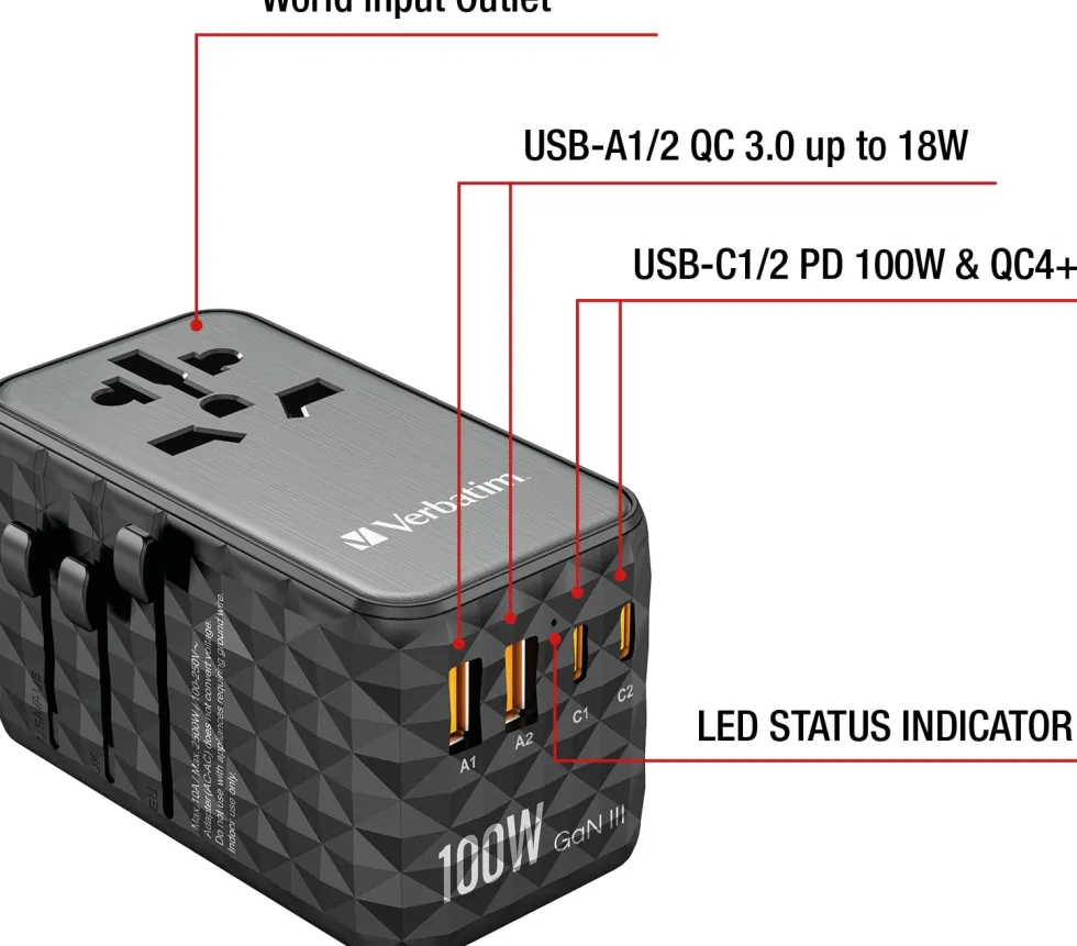 GaN III Universal Travel Adapter UTA-06 PD100W QC 4+