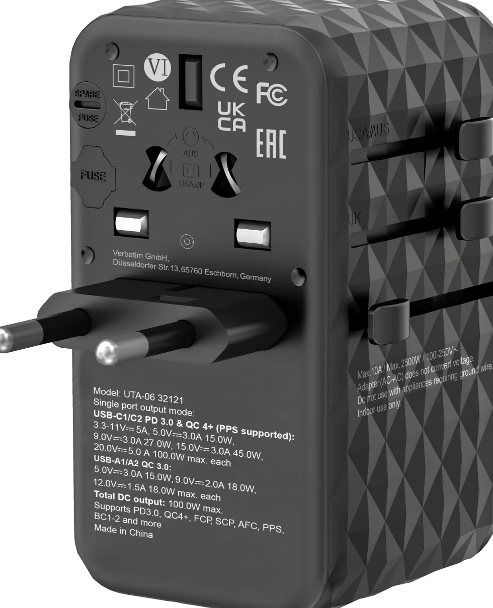 GaN III Universal Travel Adapter UTA-06 PD100W QC 4+