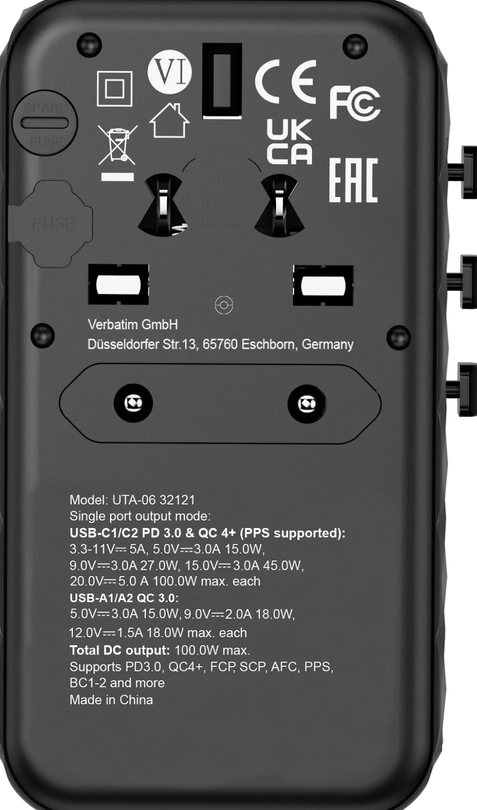 GaN III Universal Travel Adapter UTA-06 PD100W QC 4+