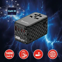 GaN III Universal Travel Adapter UTA-10 2xUSB-C PD140W QC 4+