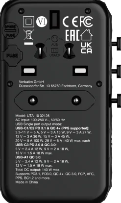 GaN III Universal Travel Adapter UTA-10 2xUSB-C PD140W QC 4+