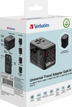 GaN III Universal Travel Adapter UTA-10 2xUSB-C PD140W QC 4+