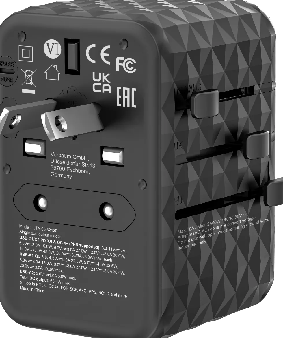 GaN III Universal Travel Adapter UTA-05 PD65W QC 4+