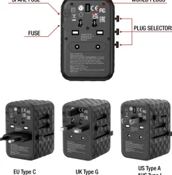 GaN III Universal Travel Adapter UTA-05 PD65W QC 4+