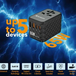 GaN III Universal Travel Adapter UTA-05 PD65W QC 4+