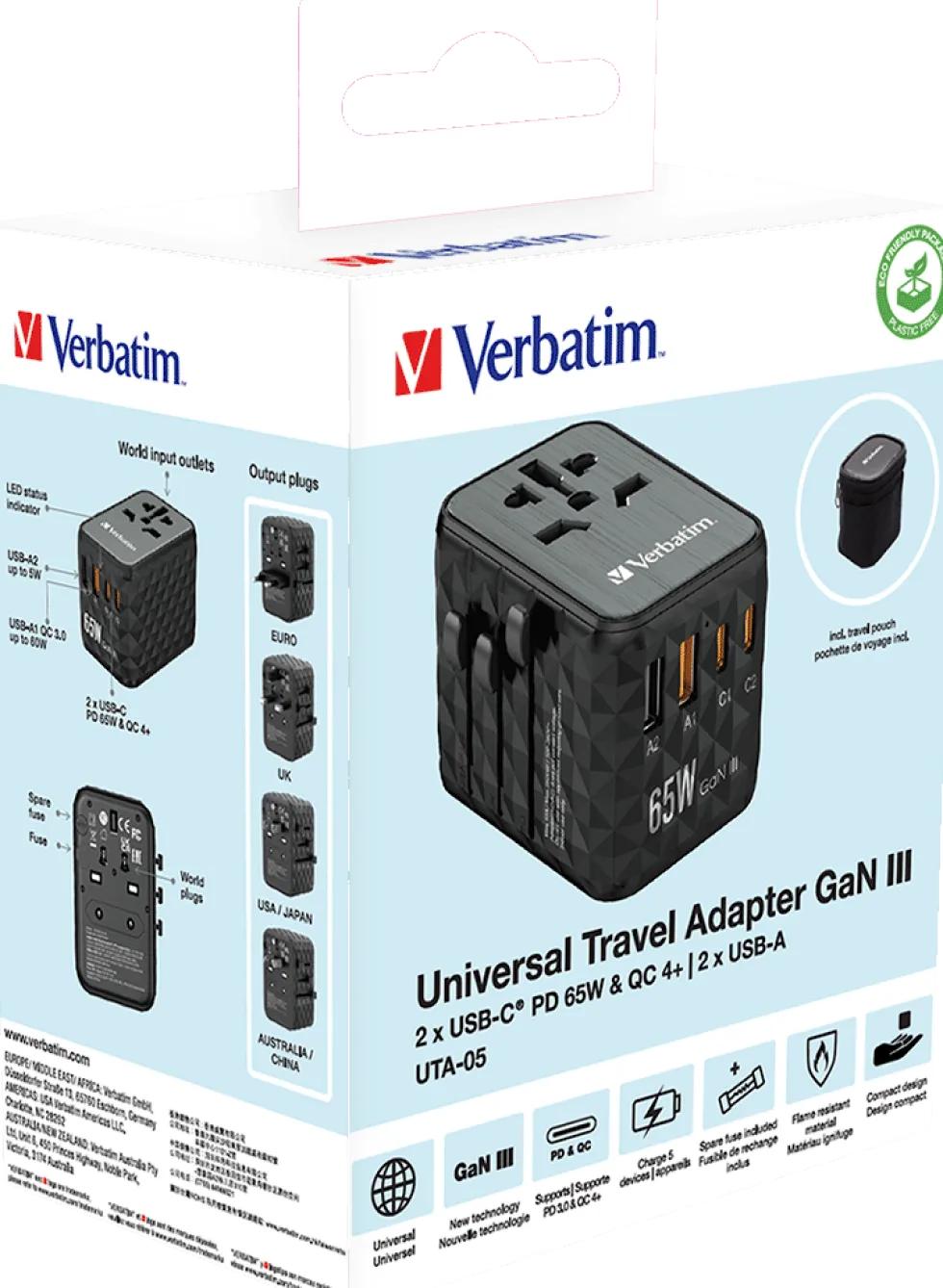 GaN III Universal Travel Adapter UTA-05 PD65W QC 4+