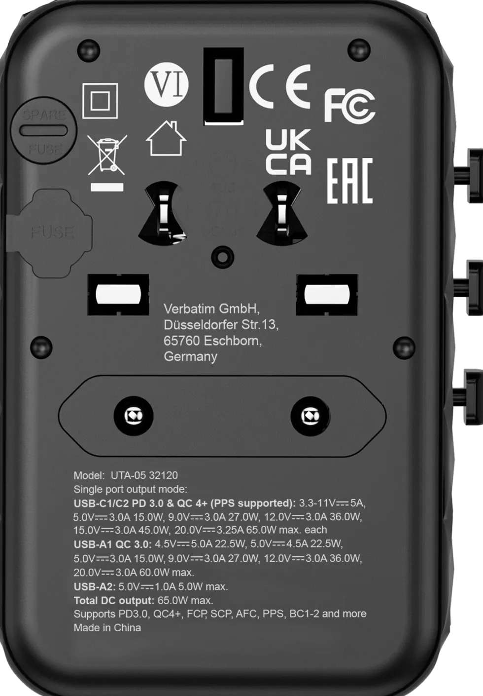 GaN III Universal Travel Adapter UTA-05 PD65W QC 4+
