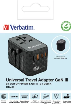 GaN III Universal Travel Adapter UTA-05 PD65W QC 4+