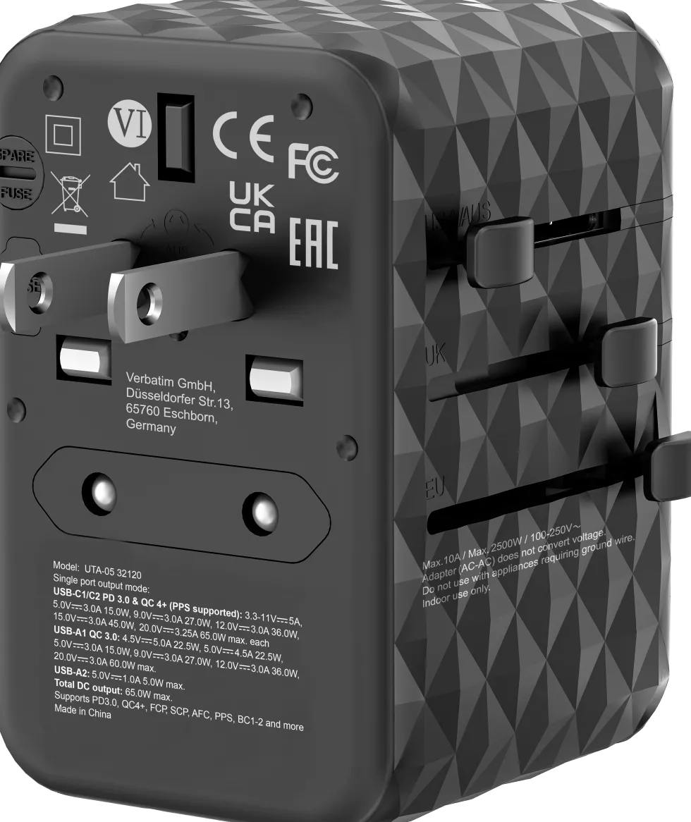 GaN III Universal Travel Adapter UTA-05 PD65W QC 4+