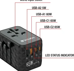 GaN III Universal Travel Adapter UTA-05 PD65W QC 4+