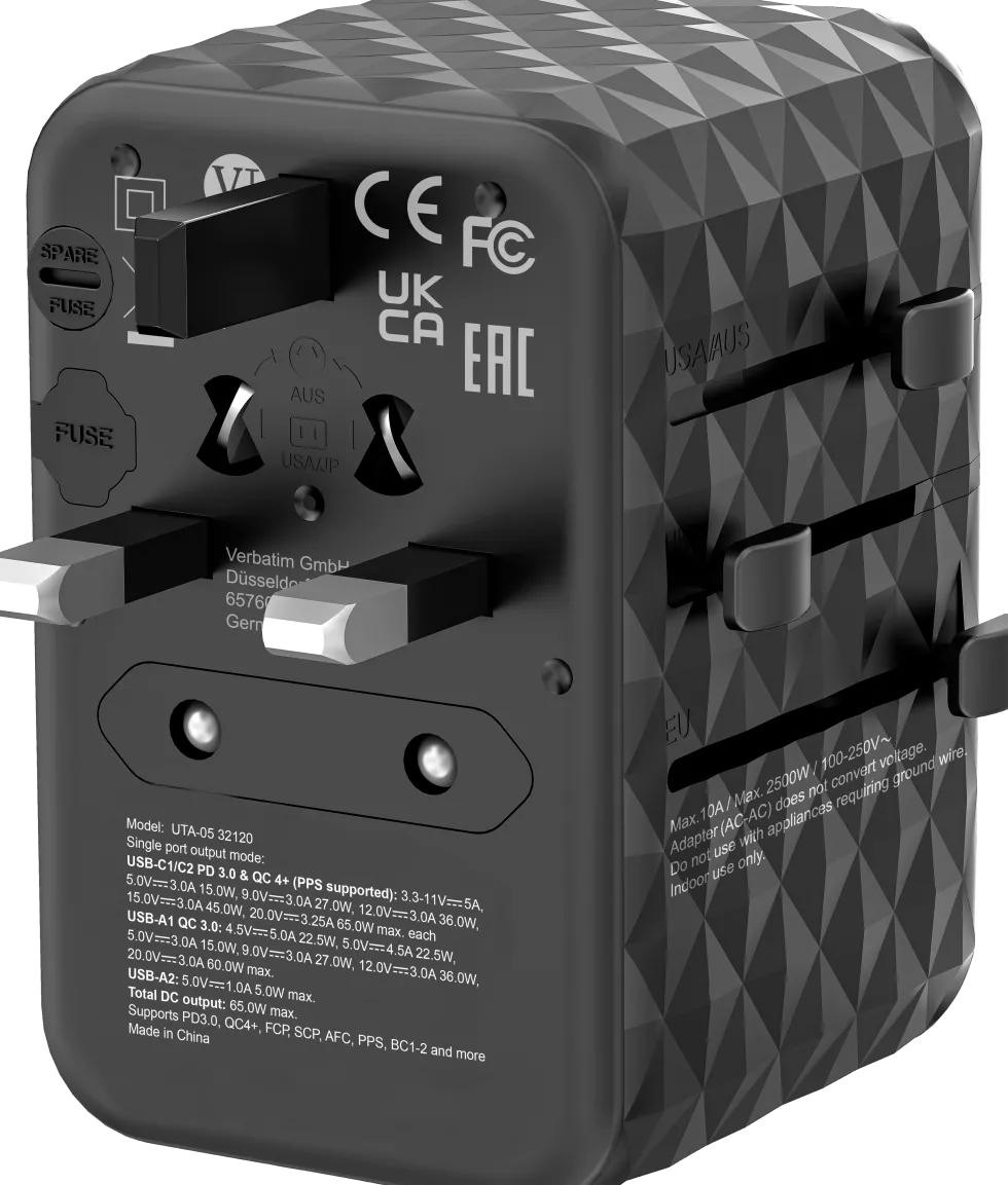 GaN III Universal Travel Adapter UTA-05 PD65W QC 4+