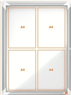 Glasskåp NOBO utomhusbruk magnetisk 4xA4