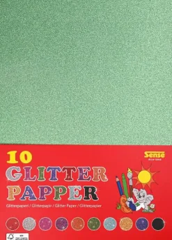 Glitterpapper, 180 g, 10 ark, 10 färger