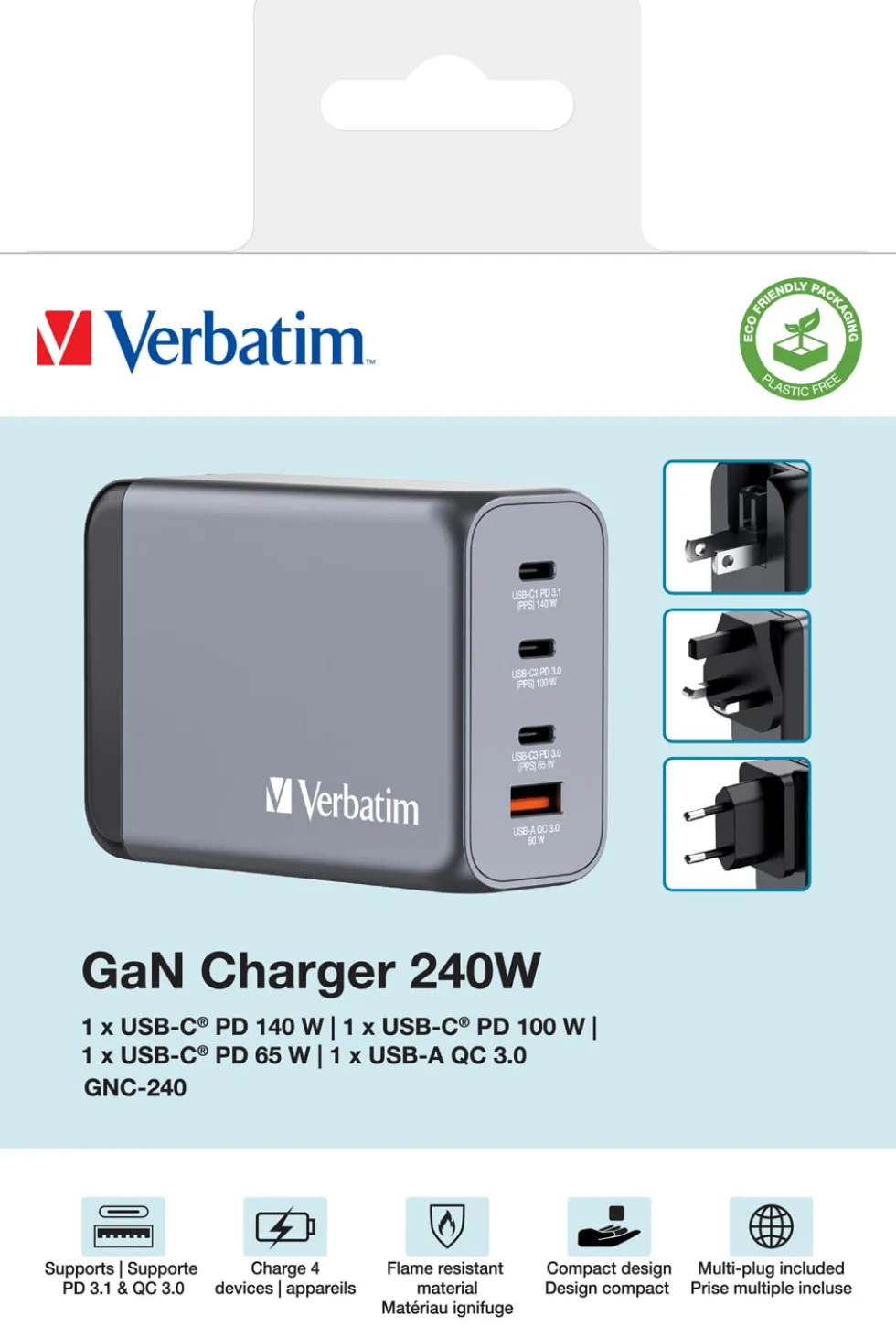 GNC-240 GaN Charger 4 Port 240W USB-A/USB-C